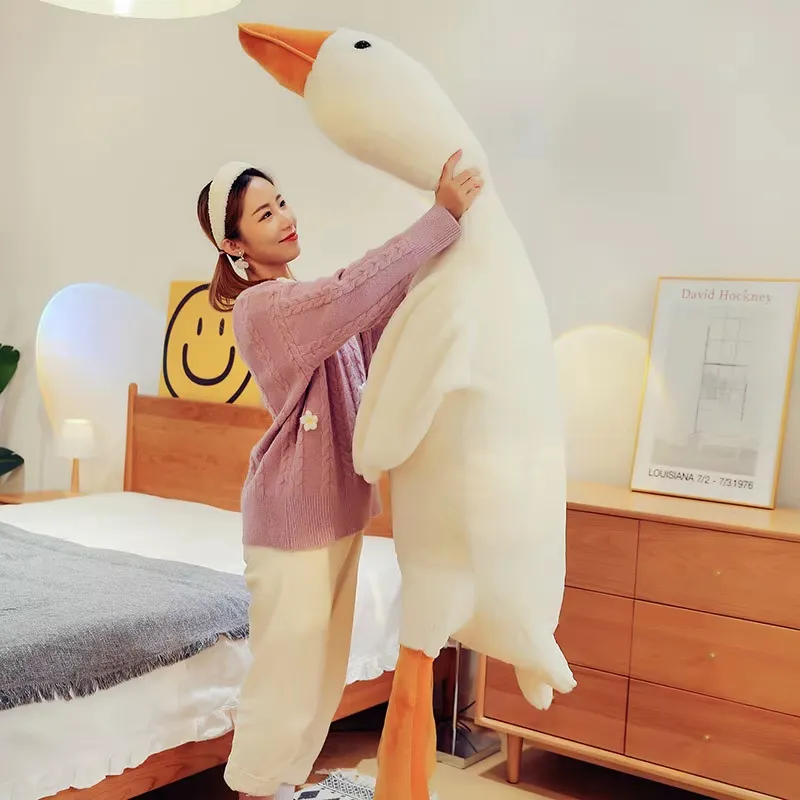 Juguete de peluche ganso blanco grande para niños y niñas, juguete super suave con forro de malla de pato, regalo de cumpleaños, muñeca para dormir y alivio del estrés