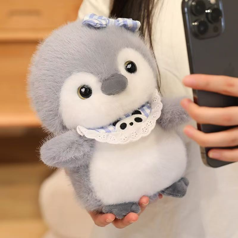 Pingüino de peluche personalizado con bufanda diseño personalizado juguete suave de pingüino