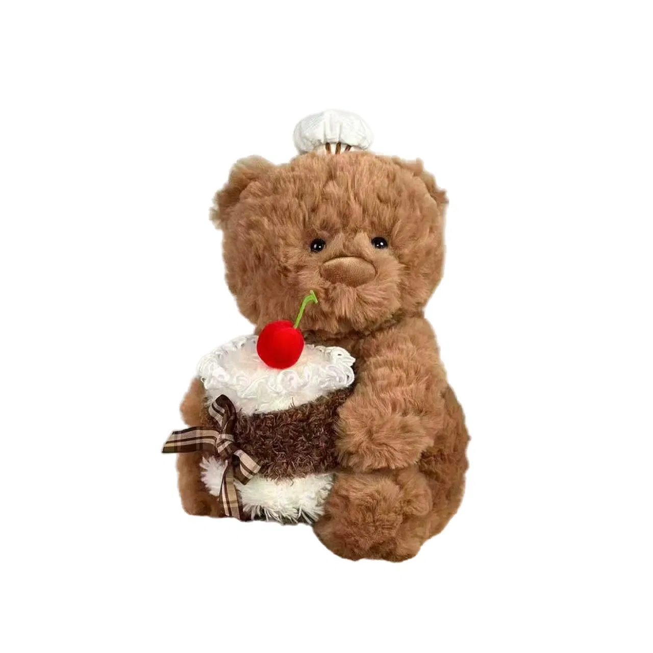 Nuevo diseño de oso de peluche marrón con pastel, regalo promocional personalizado, imagen de marca, juguete de peluche