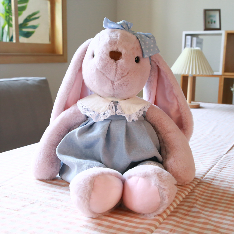 Conejo de peluche largo y suave en colores rosa, azul y verde, personalizado, juguetes para niños