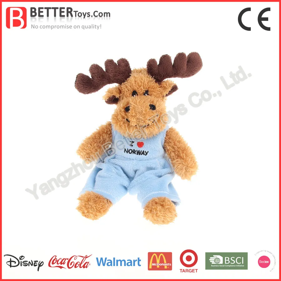 Promoción de colgante navideño, regalo de mini juguete de reno de felpa con sudadera