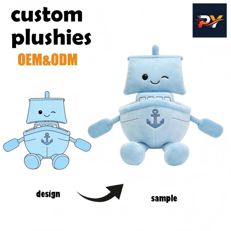 Diseño de Juguete de Algodón Personalizado Construye Tu Propia Marca Barco de Vela de Peluche para Niños