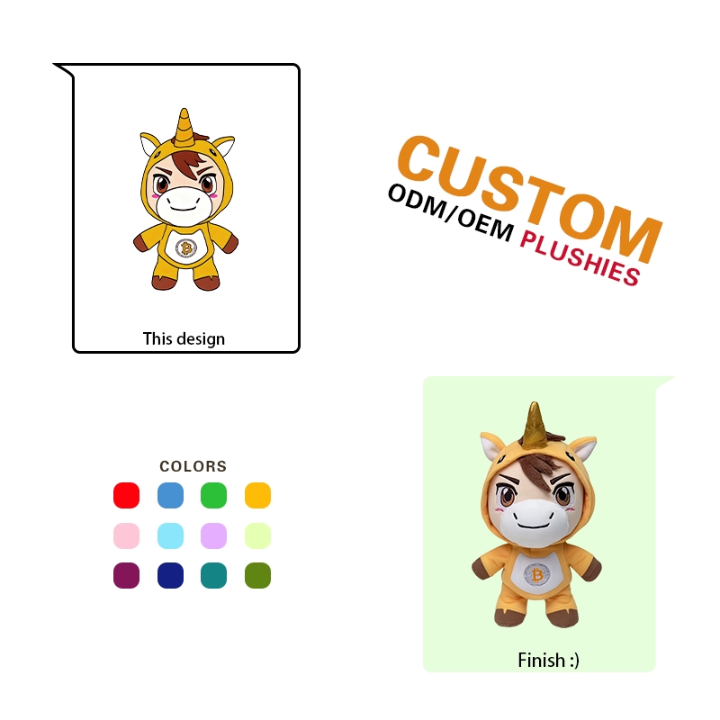 Juguete de peluche personalizado de caballo, personaje de peluche, diseño de muñecas personalizadas