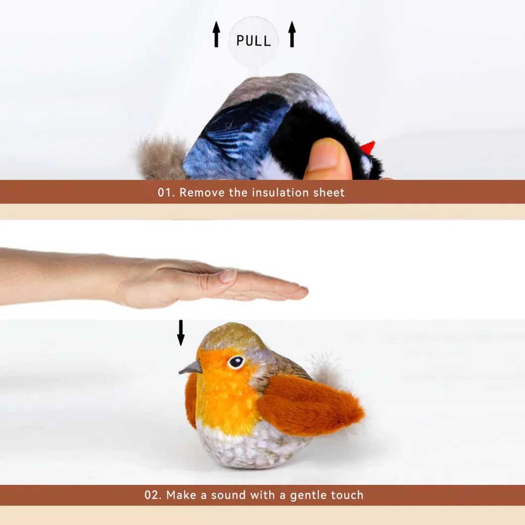 Juguete de pájaro de felpa que aletea para gatos, juguete interactivo para gatos