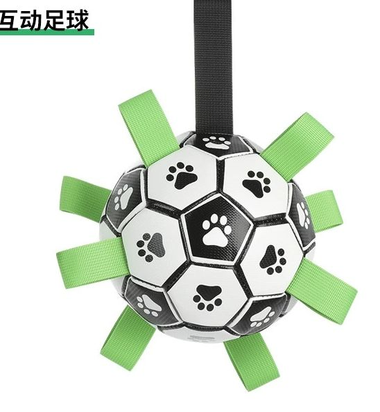 Venta al por mayor de fábrica pelota de fútbol resistente a mordeduras para mascotas, estilos de felpa con campanas, juguete interactivo de entrenamiento para perros, logo personalizado disponible