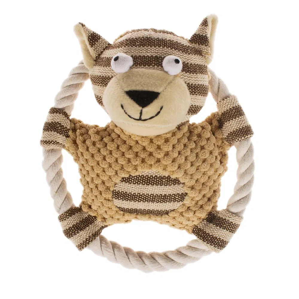 Juguetes de peluche interactivos para perros Rena, forma de cuerda de algodón para masticar y que hace ruido