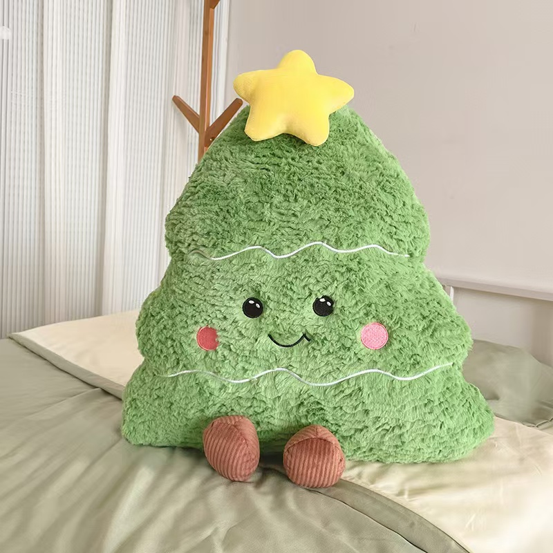 20" Gran Almohada de Juguete de Navidad de Peluche Suave en Forma de Árbol