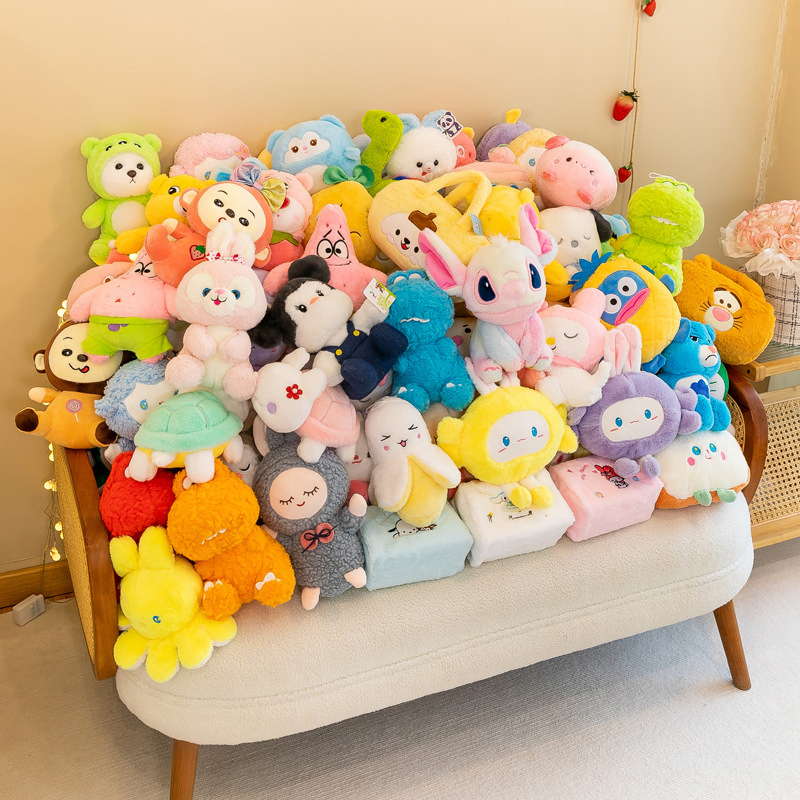 Precio mayorista de animales de peluche surtidos, lindos, suaves, mini, pequeños, medianos, grandes, en bulk, baratos, para máquinas de arcade, tragamonedas, máquinas de garra, relleno de juguetes de peluche