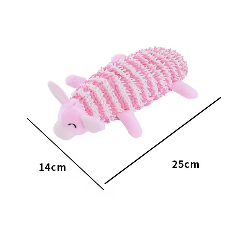 Juguetes de perro de peluche chirriante en forma de animal con textura de mopa, juguetes interactivos para mascotas con papel crujiente y chirriador para perros, juguetes para masticar