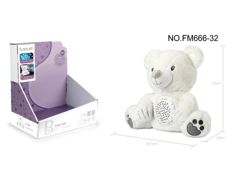 Osito de peluche suave para dormir, juguetes para niños, luz nocturna, juguete de proyección musical, proyector de cielo estrellado, hecho de algodón suave
