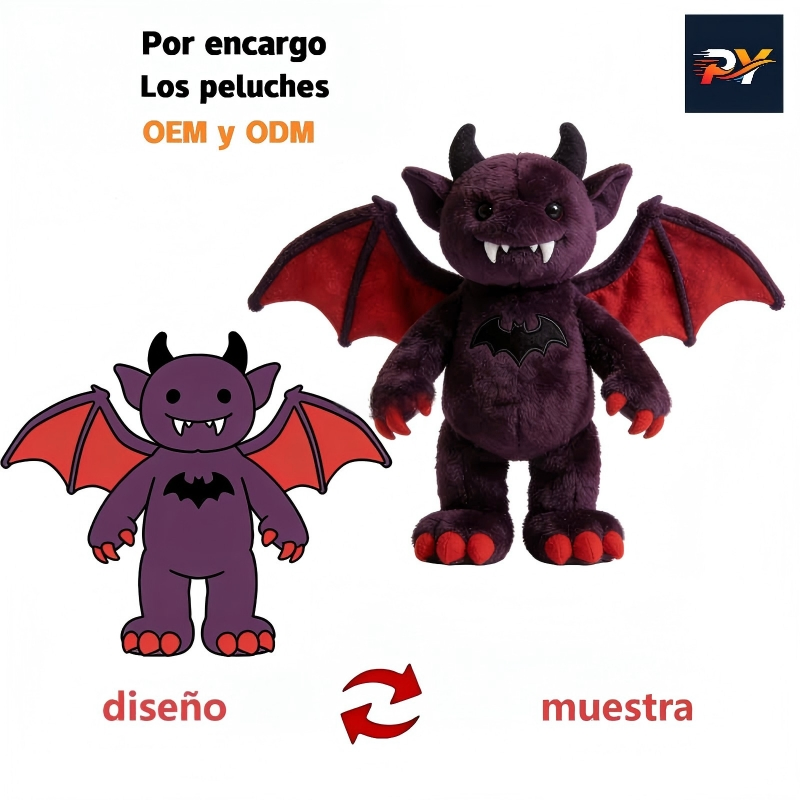 Muñeco de peluche personalizado Construye tu propia marca Muñeco de murciélago regalo de boda Relleno de algodón PP Juguete de peluche súper suave para aliviar el estrés