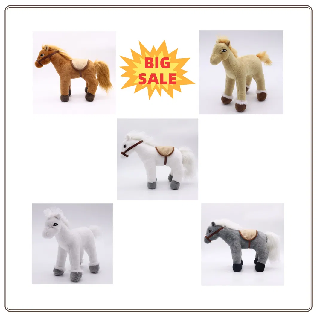 Juguete de peluche suave de caballo pony de pie al por mayor para niños
