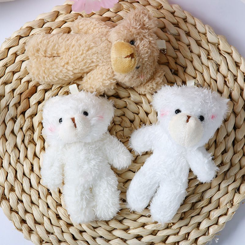 Llave personalizada de precio mayorista, colgante de bolso, diseño personalizado, juguetes súper suaves 12cm, pequeño mini oso de peluche blanco, lindo y encantador, fábrica de peluches de dibujos animados