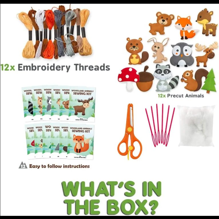 Kit de costura para niños de felpa de animales del bosque, juguete de manualidades DIY, educativo para niños, kits de arte y manualidades para principiantes