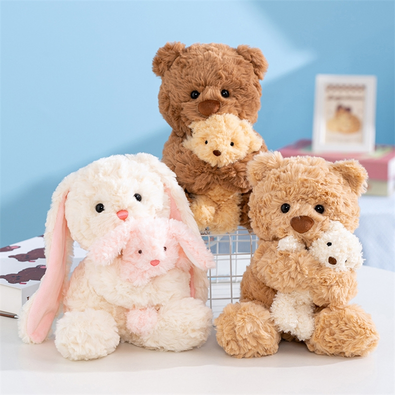 Conjunto de Juguetes de Peluche de Mamá y Bebé Oso de Peluche Suave Muñeca de Animal de Peluche Regalo Bonito Coleccionable para Niños
