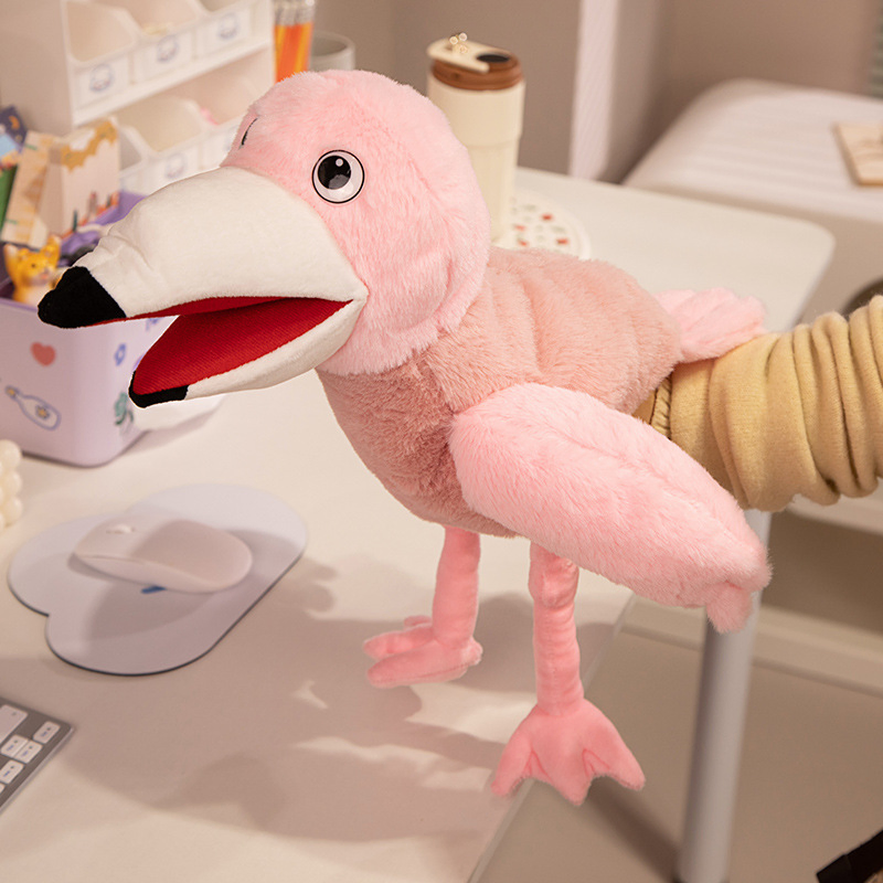 Precio mayorista de peluches personalizados diseño a medida muñecos de animales súper suaves, muñecos de peluche de loro, búho, águila, flamenco, pavo real, juguetes educativos de marionetas de peluche fábrica