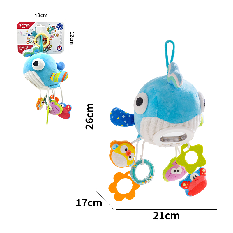 Juguete de cuna musical de peluche de elefante AiJH para bebés con sonajeros colgantes, juguete de animal de peluche suave y reconfortante, juguete de actividad sensorial Montessori para bebés