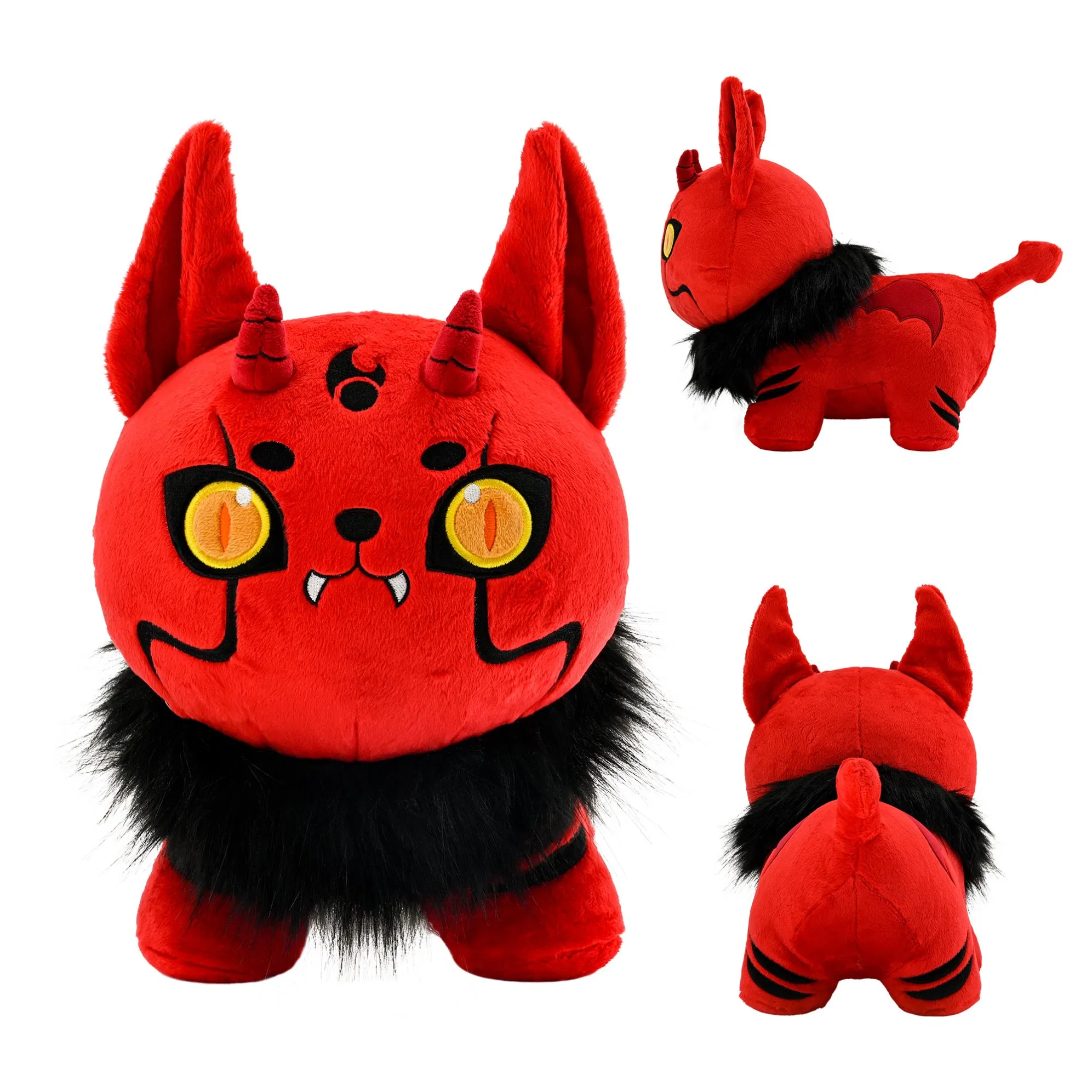 Muñeca de felpa de algodón orgánico segura para niños sensibles Fabricante suave creativo anime Halloween perro diablo rojo juguete de peluche personalizado regalo para niños