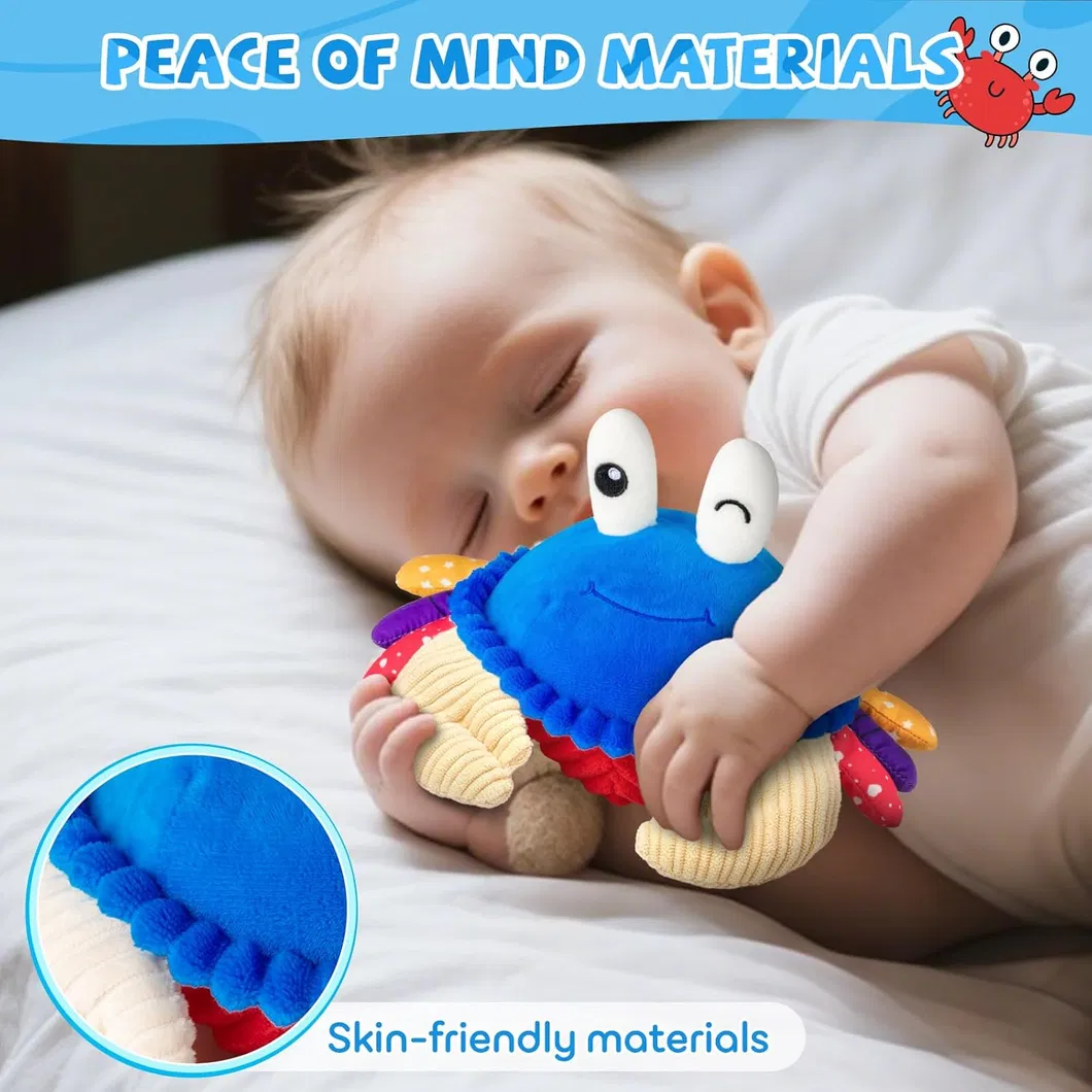 Juguetes para Bebés 6-12 Meses, Juguete de Cangrejo de Peluche Musical que Rueda