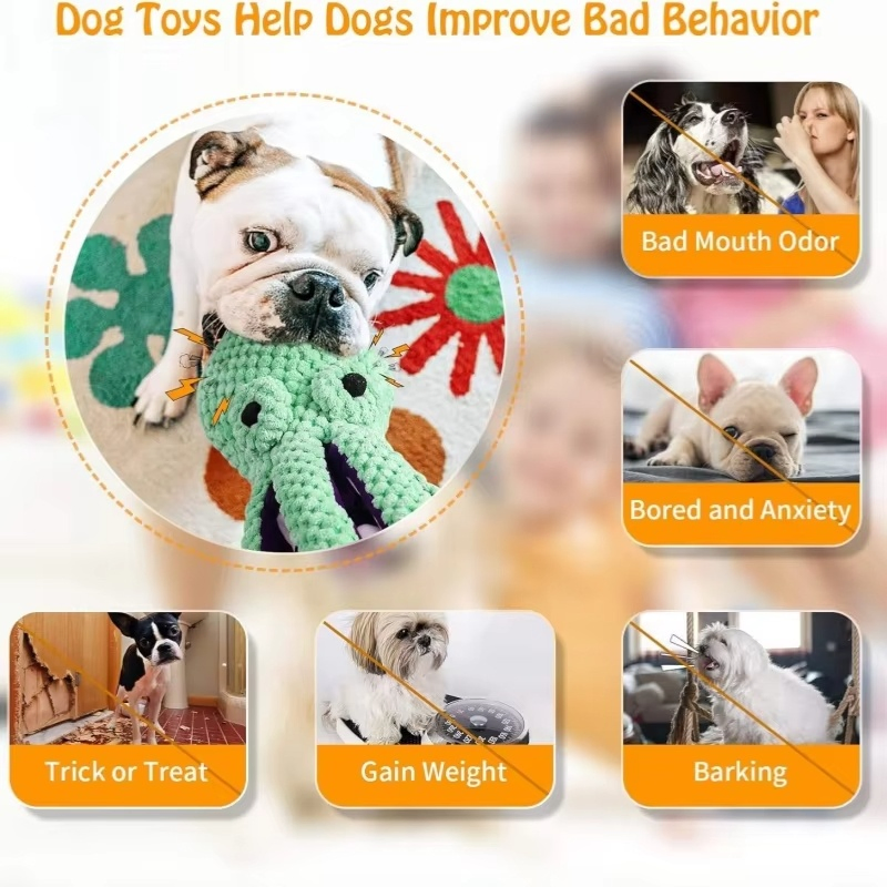 Precio de fábrica OEM Juguetes de peluche duraderos y chirriantes para perros, juguetes para masticar para perros pequeños, medianos y grandes
