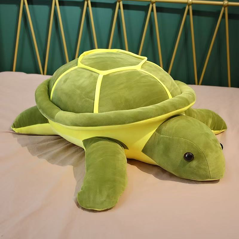 Animales de peluche grandes de tortuga verde al por mayor, almohadas suaves de dibujos animados, respaldo de peluche, juguetes de animales de peluche