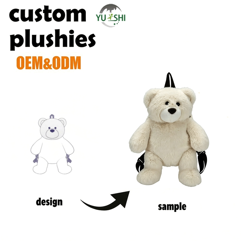Muñeca de felpa personalizada de algodón, peluche promocional para adultos, mochila de felpa bordada, juguetes de peluche
