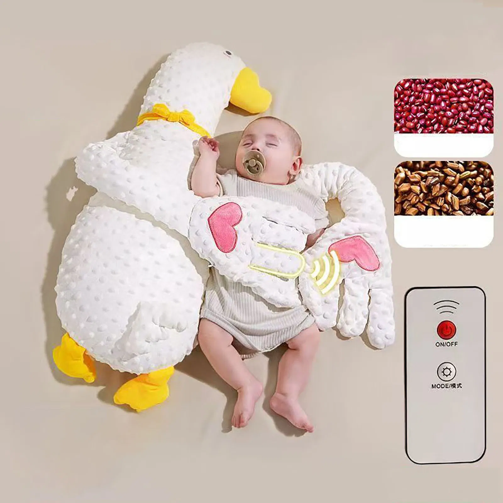 Pillow suave de felpa antiestrés para bebés, juguete electrónico de felpa para un sueño reconfortante, abrazo y acaricia en la palma, artefacto para acostar a los bebés, juguetes educativos