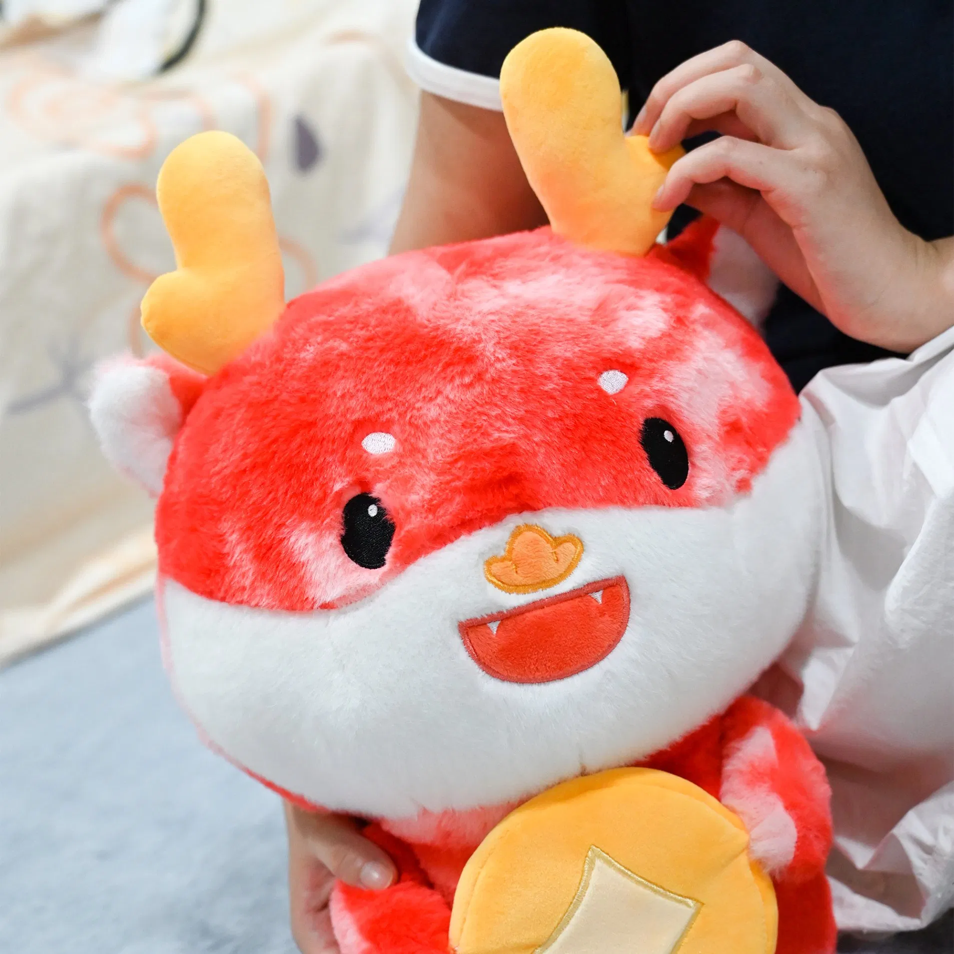Juguetes de peluche personalizados y personalizados, animales ecológicos, telas seguras, lindo juguete de vaca para la cama de los niños, suave juguete de peluche