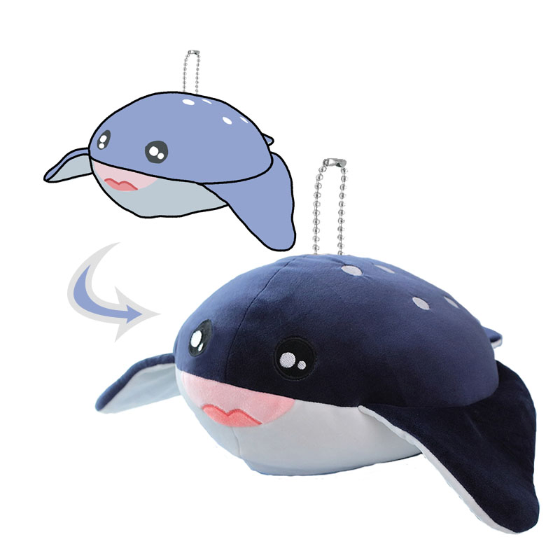 Lindo colgante de manta raya de peluche con manchas, juguete de animal marino de rayas, charm para bolso, regalo coleccionable
