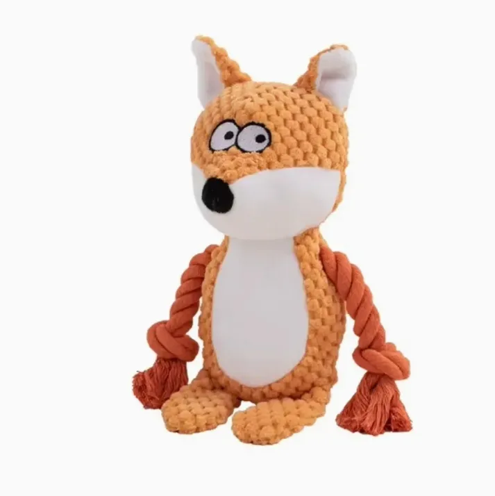 Juguetes de masticar de felpa ecológicos para perros con squeaker y cuerda
