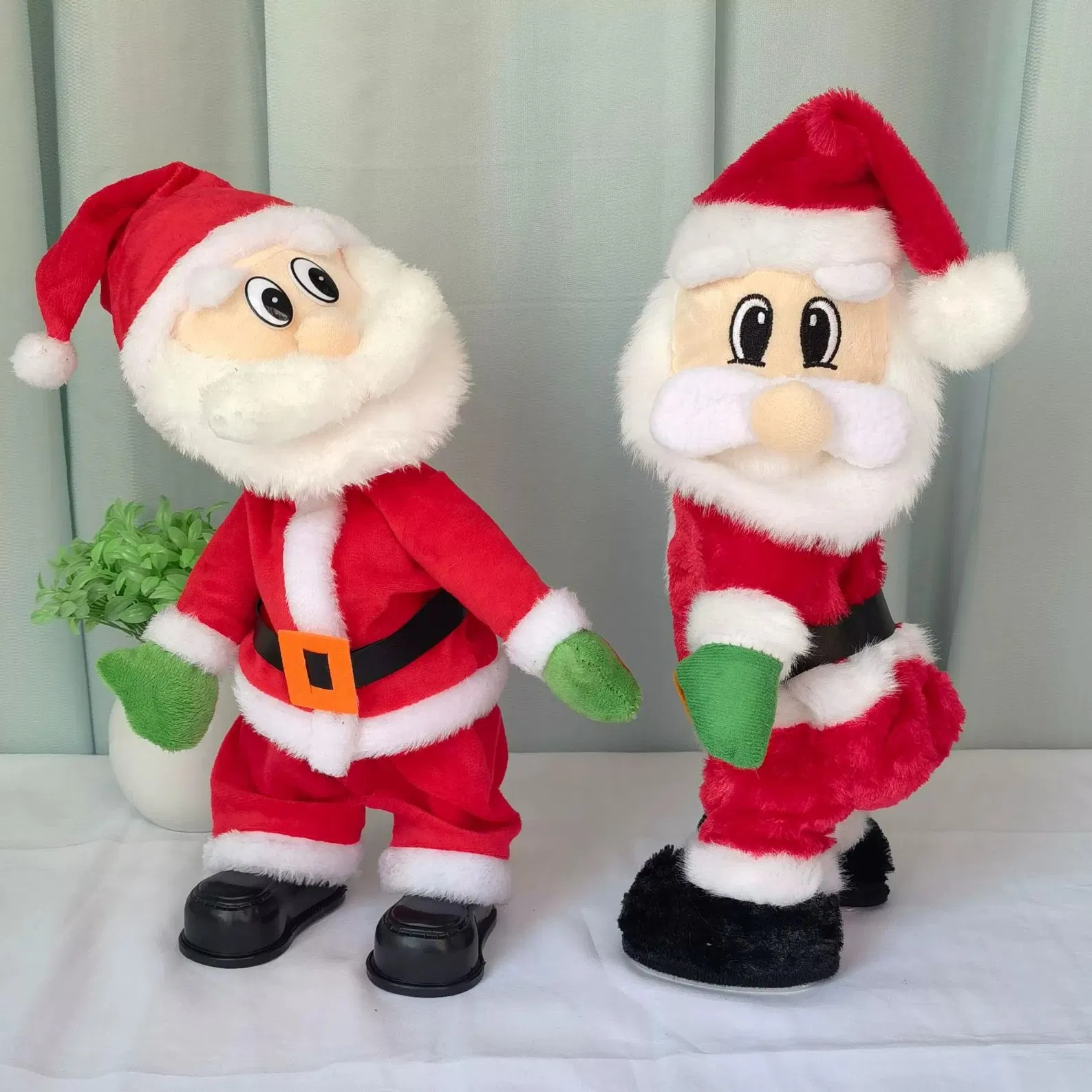 Muñecos de peluche de Santa Claus para Navidad, figuras de juguetes, muñecos eléctricos que cantan y bailan