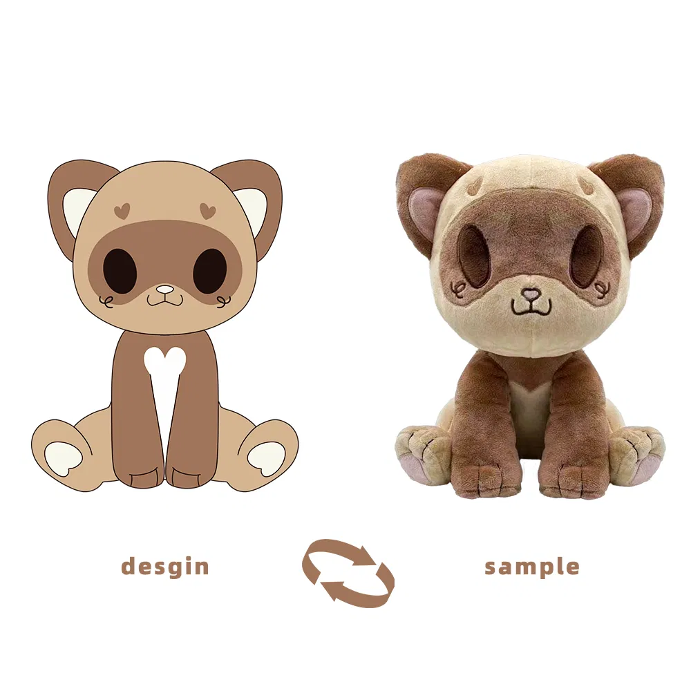 Peluches de marca propia personalizados con relleno hipoalergénico, serie de juguetes de animales personalizados, perro, zorro, juguete de peluche, relleno de algodón PP premium