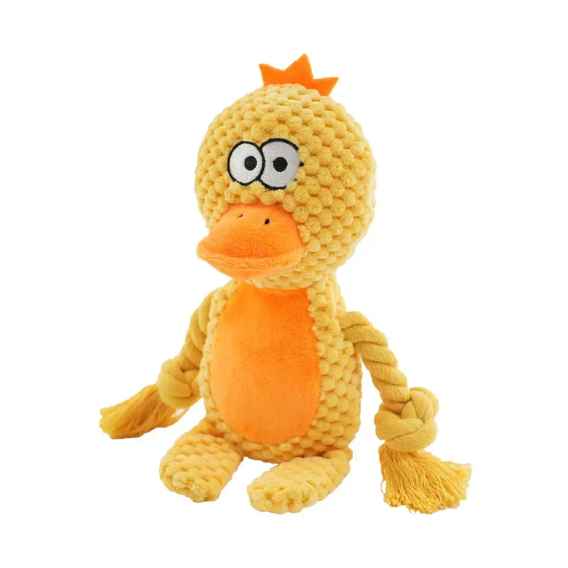 Juguetes de masticar de felpa ecológicos para perros con squeaker y cuerda