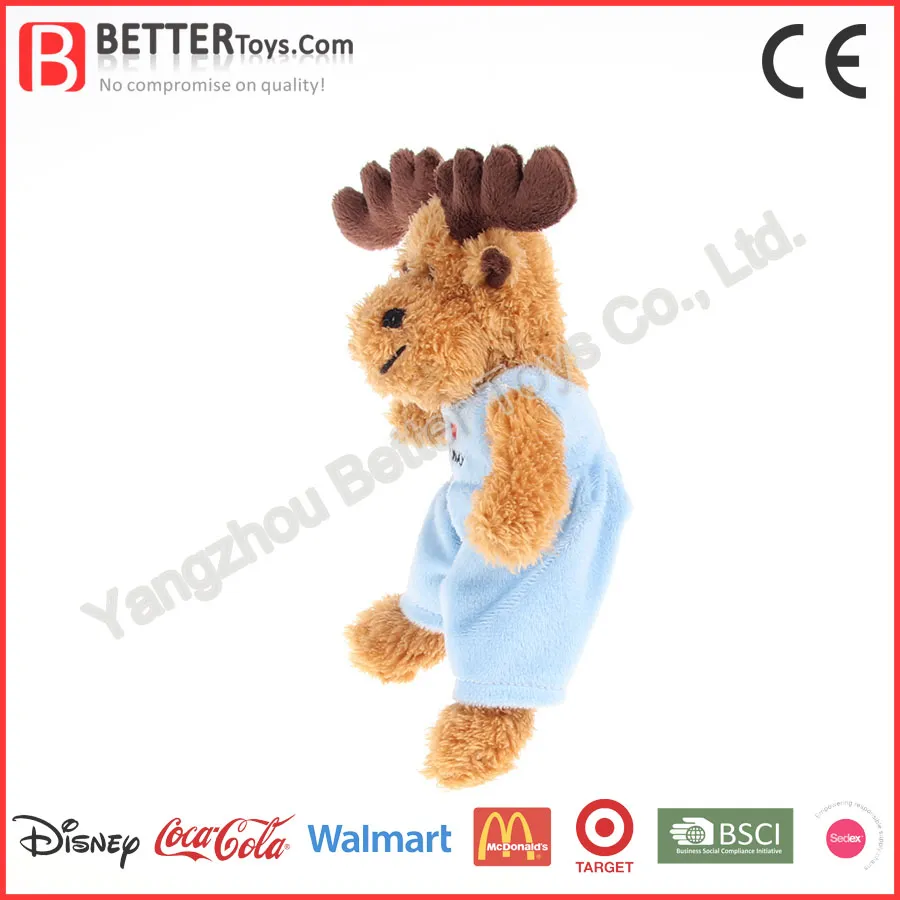 Promoción de colgante navideño, regalo de mini juguete de reno de felpa con sudadera