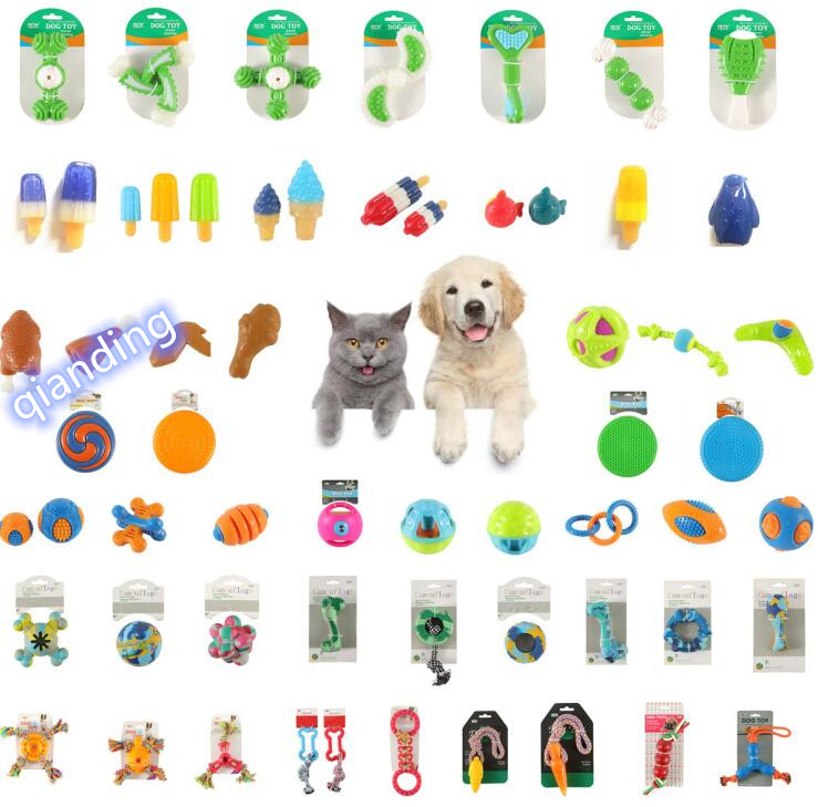 Juguetes interactivos para mascotas de cuerda de goma ecológica personalizada, juguetes para masticar para perros con sonido