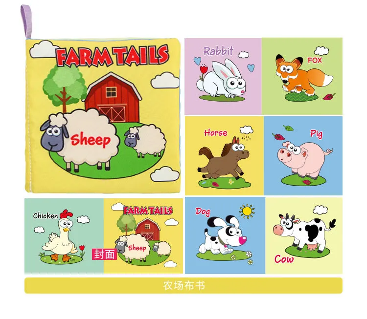 Libro de tela interactivo de animales del bosque para bebés