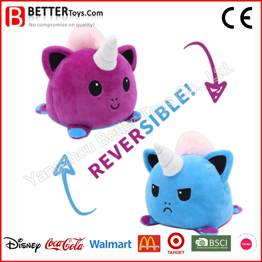 Juguete de peluche reversible de unicornio ASTM para niños, juguete suave para niños