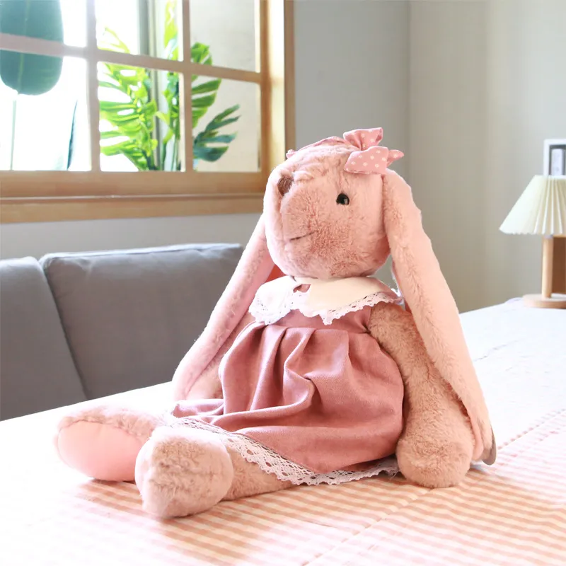 Conejo de peluche largo y suave en colores rosa, azul y verde, personalizado, juguetes para niños