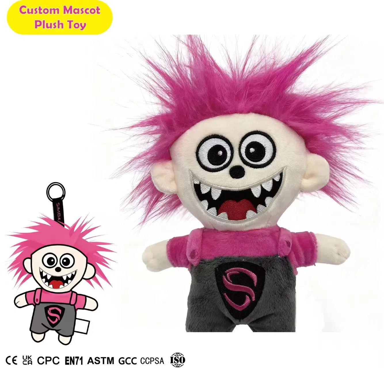 OEM ODM Juguete de peluche suave personalizado de alta calidad llavero mascota