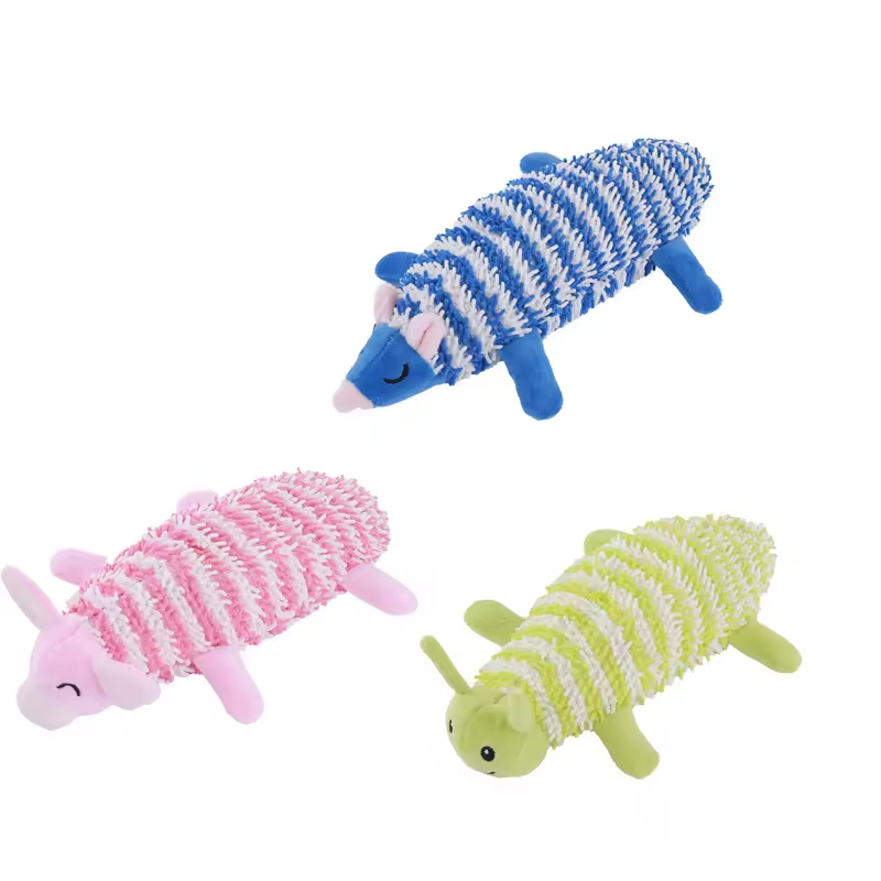 Juguetes de perro de peluche chirriante en forma de animal con textura de mopa, juguetes interactivos para mascotas con papel crujiente y chirriador para perros, juguetes para masticar
