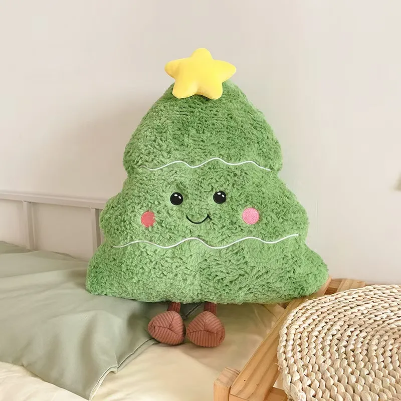 20" Gran Almohada de Juguete de Navidad de Peluche Suave en Forma de Árbol