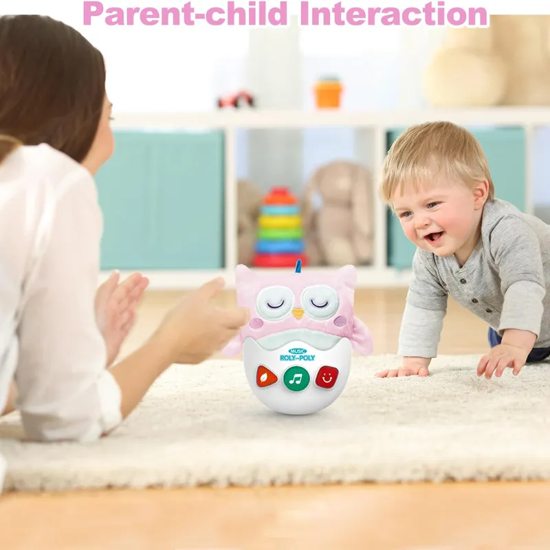 Juguete musical de búho de peluche sensorial Roly Poly para bebés