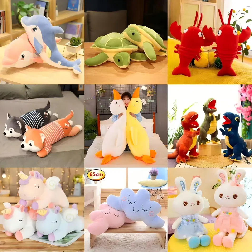 Personajes de dibujos animados personalizados, peluche de animal elefante, león, cerdo, pingüino, conejo, juguete de peluche lindo
