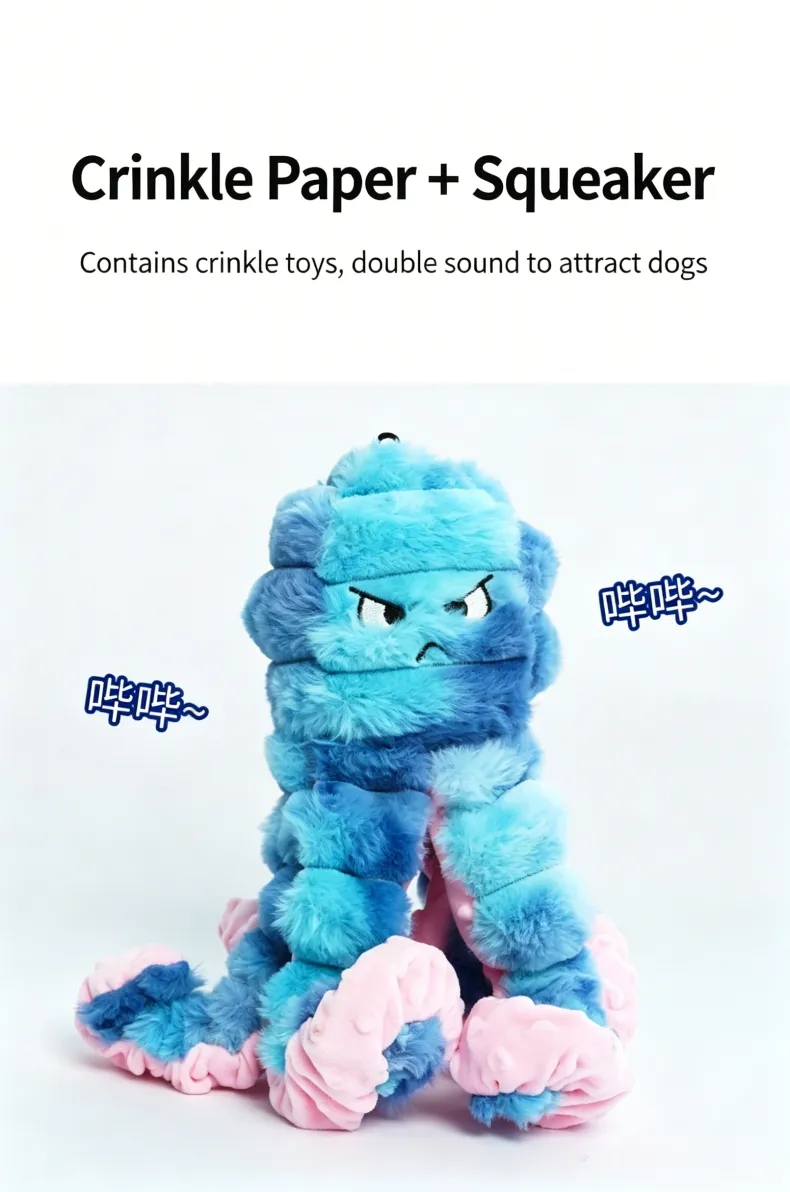 Nuevo Precio Mayorista Juguete de Morder de Peluche Squeakey Interactivo para Perros Octopus