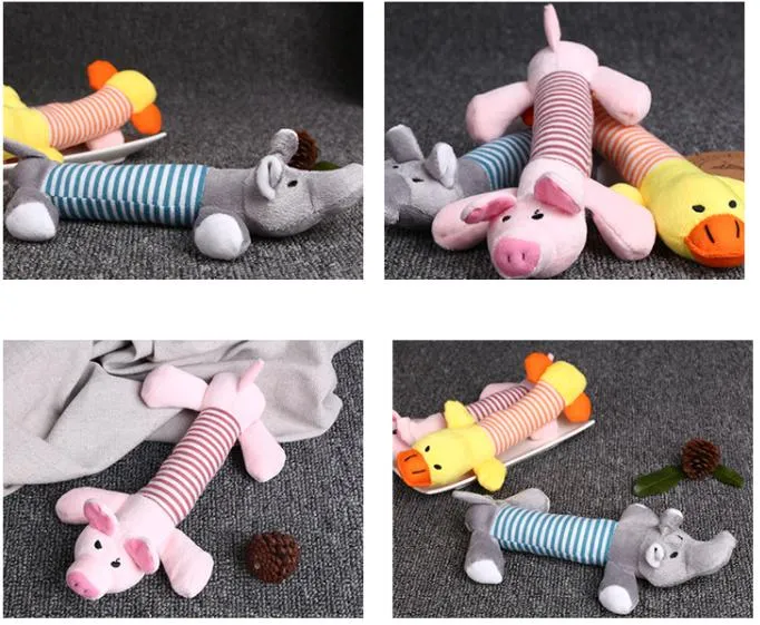 Juguetes de peluche interactivos de forma de animal con sonido para perros, masticables y chirriantes
