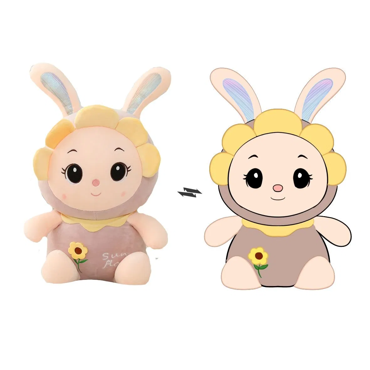 OEM Conejo de Flores Personalizado Peluche Hecho a Medida Conejito de Girasol Muñeco de Peluche Adorable