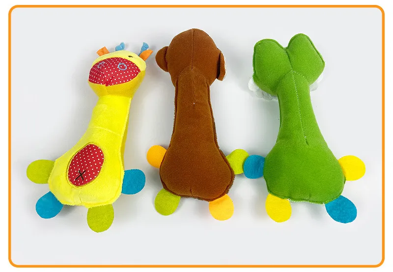 Juguetes para mascotas al por mayor, juguetes de peluche para perros, juguetes de gato de dibujos animados con sonido activado, juguetes educativos suaves y resistentes a mordidas