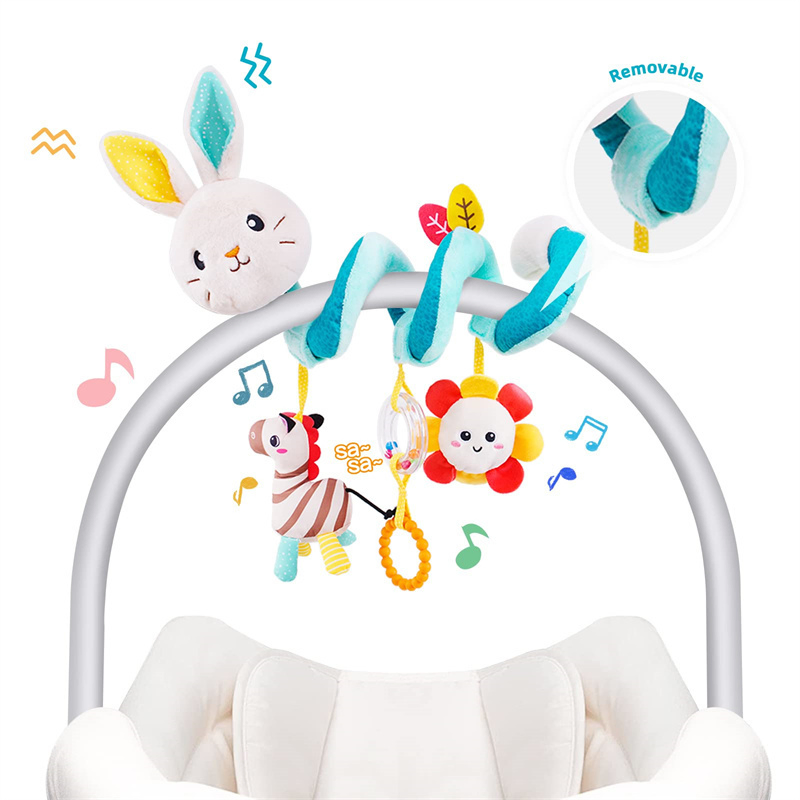 Pendiente Musical para Cochecito Conejo Sonajero Juguete Espiral de Peluche para Regalo de Bebé