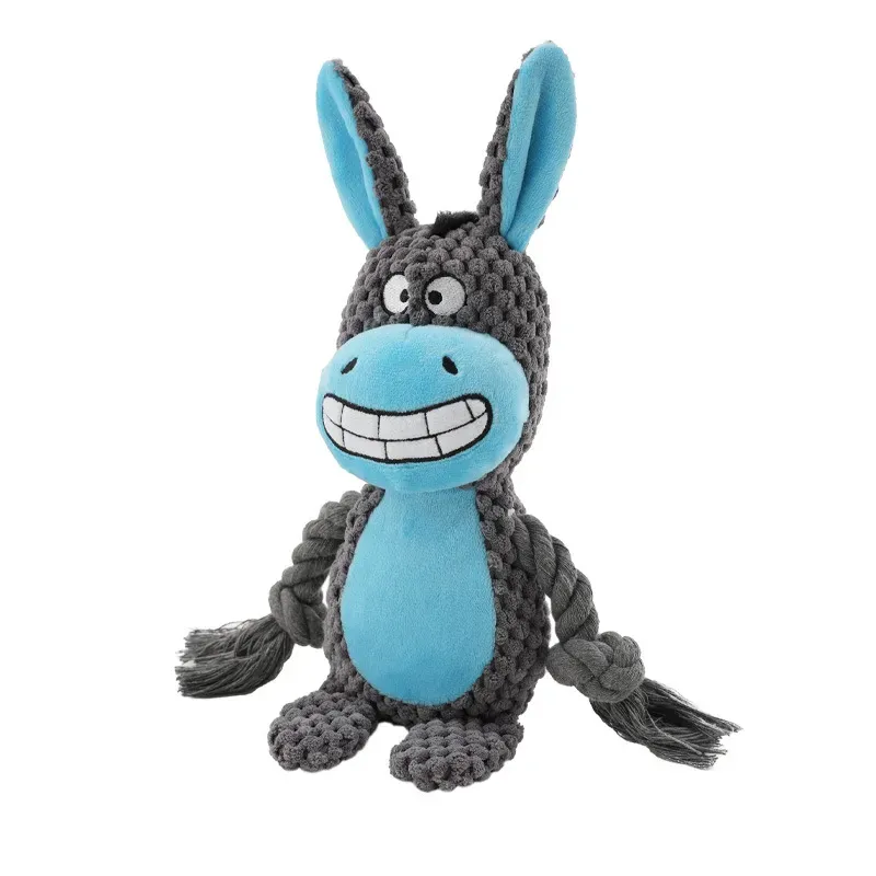 Juguetes de masticar de felpa ecológicos para perros con squeaker y cuerda