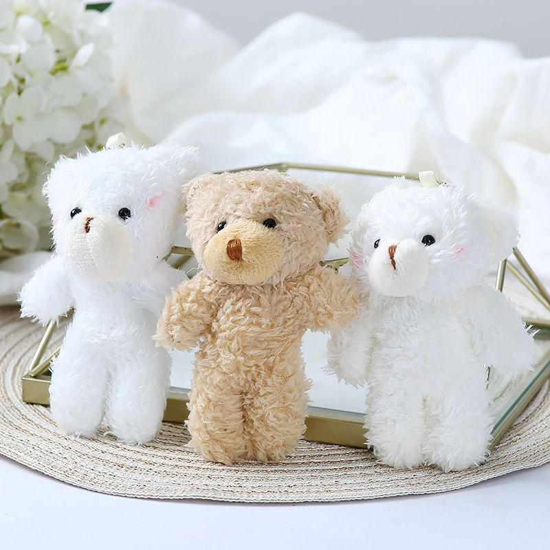 Llave personalizada de precio mayorista, colgante de bolso, diseño personalizado, juguetes súper suaves 12cm, pequeño mini oso de peluche blanco, lindo y encantador, fábrica de peluches de dibujos animados
